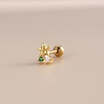 Gold color / 1 Piece Simple Series Simple Flower Titanium Steel   Gold Color Material Zircon Women's Stud Earrings Picture4